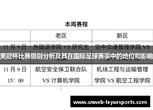 美冠杯比赛级别分析及其在国际足球赛事中的地位和影响